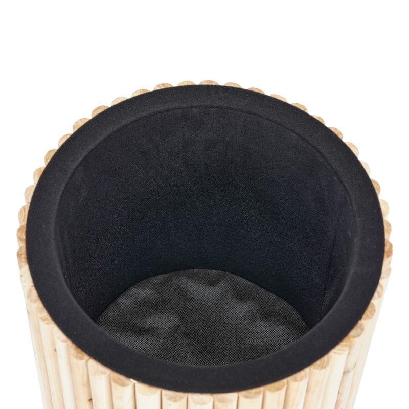 Aria Home Mid-Century Modern Bamboo Base Round Boucle Storage Ottoman
