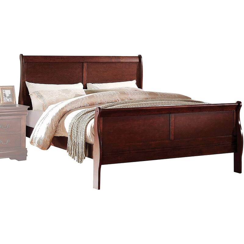 Transitional Style Solid Wood Platform Bed with Hand Selected Veneers and Antique Brass Hardware