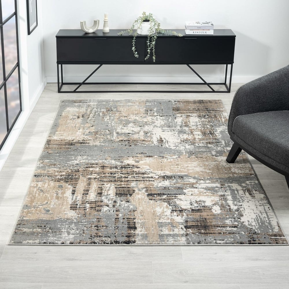 Luxe Weavers Modern Abstract Distressed Area Rug for Living Rooms and Bedrooms