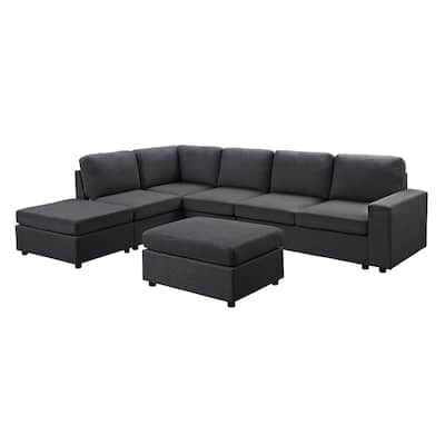 7 Seat Reversible Modular Sectional Sofa with Ottoman