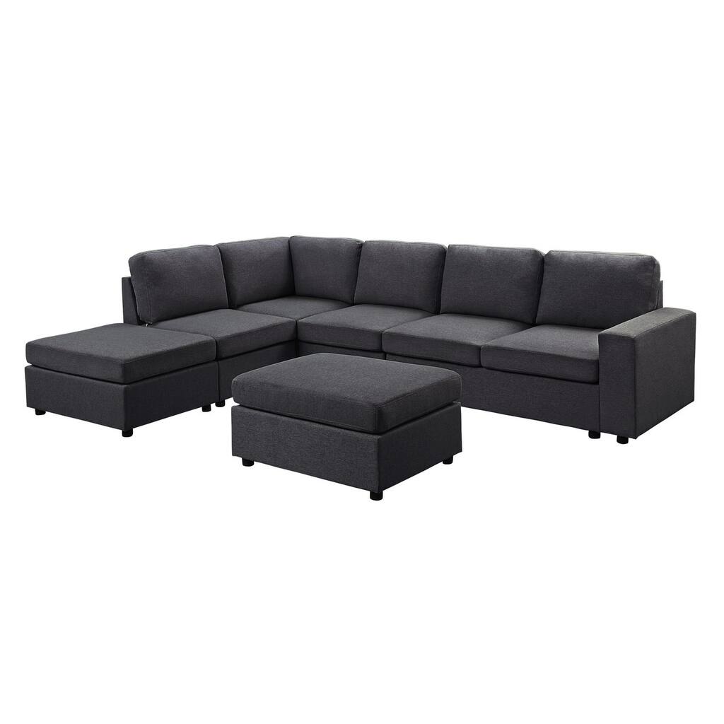 7 Seat Reversible Modular Sectional Sofa with Ottoman
