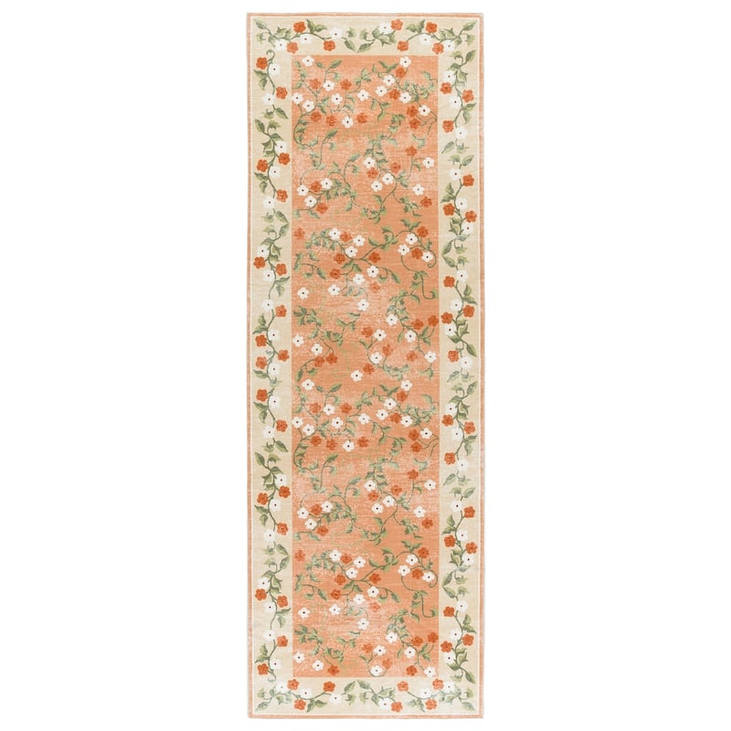 Martha Stewart Veron Machine Washable & Slip Resistant Rug - 2'6" x 8' Runner - Rust/Gold