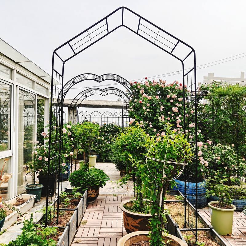 Metal Garden Arch L56.3'' x W16.93'' x H94.5'' Climbing Plants Support Rose Arch Outdoor