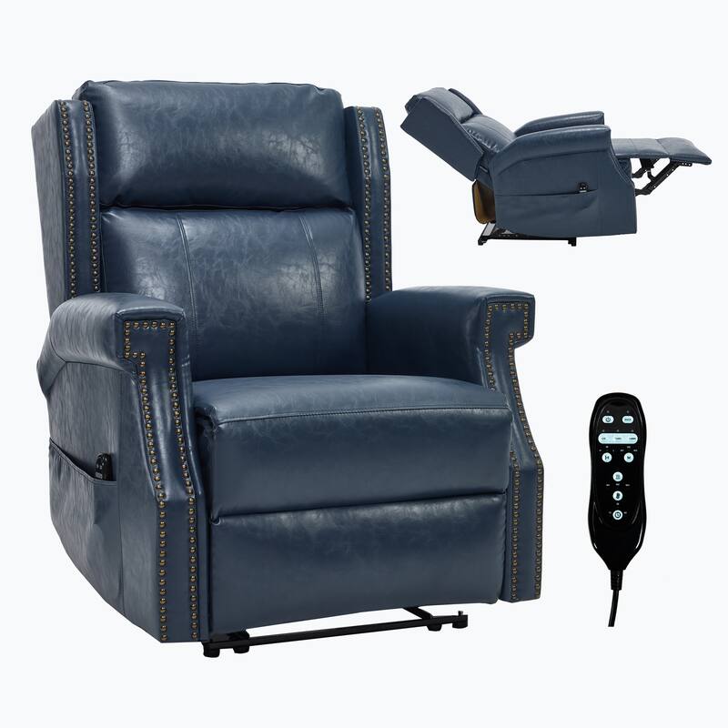 Manual Recliner Chair in Faux Leather for Living Room with Heavy Duty Motion Mechanism, 8 vibrating nodes