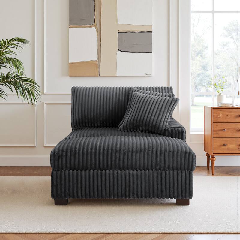 Modular Armchair and Ottoman Set with Adjustable Headrest, Flannel Upholstery