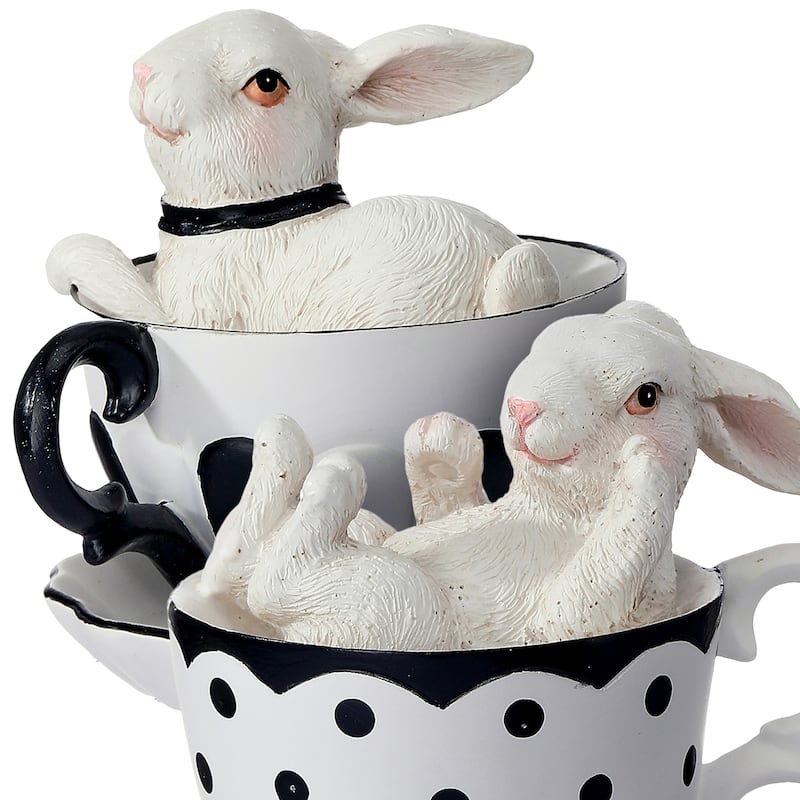3.5" Resin Bunny Teacup Set of 2