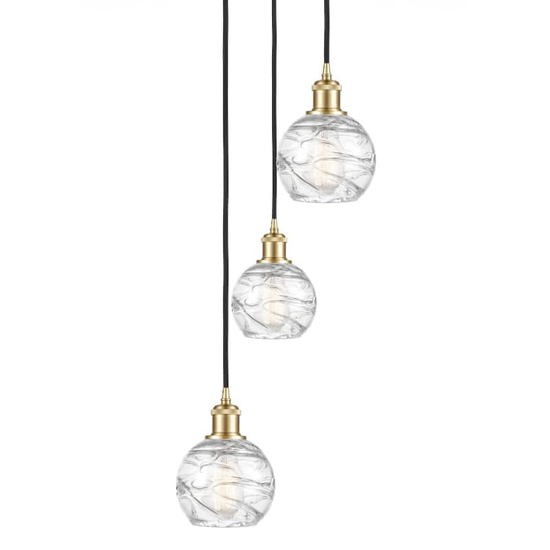 Innovations Lighting 113B-3P-18-13 Athens Pendant Athens 3 Light 13" - Satin Gold / Clear Deco Swirl