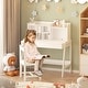 preview thumbnail 10 of 25, Wooden Children Study Desk and Chair Set with Storage White