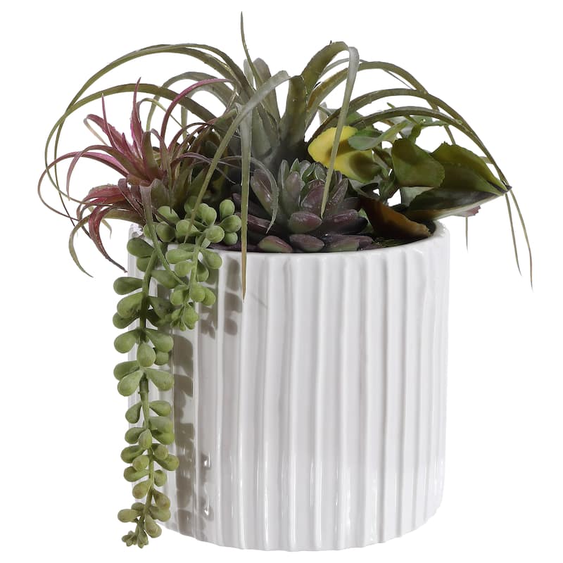 SAFAVIEH Sanjukta Faux Decorative Mixed Succulent Potted Artificial Plant - 9.1" W x 7.5" L x 9.5" H - 9Wx7Dx9H