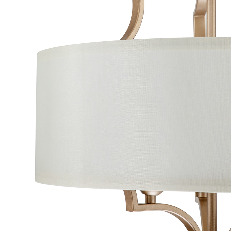 Modern 3 - Light Candle Style Drum Shaded Black/Gold Chandelier