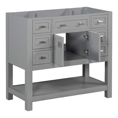 36'' Bathroom Vanity without Sink,with 2 Soft Closing Doors and 6 Drawers
