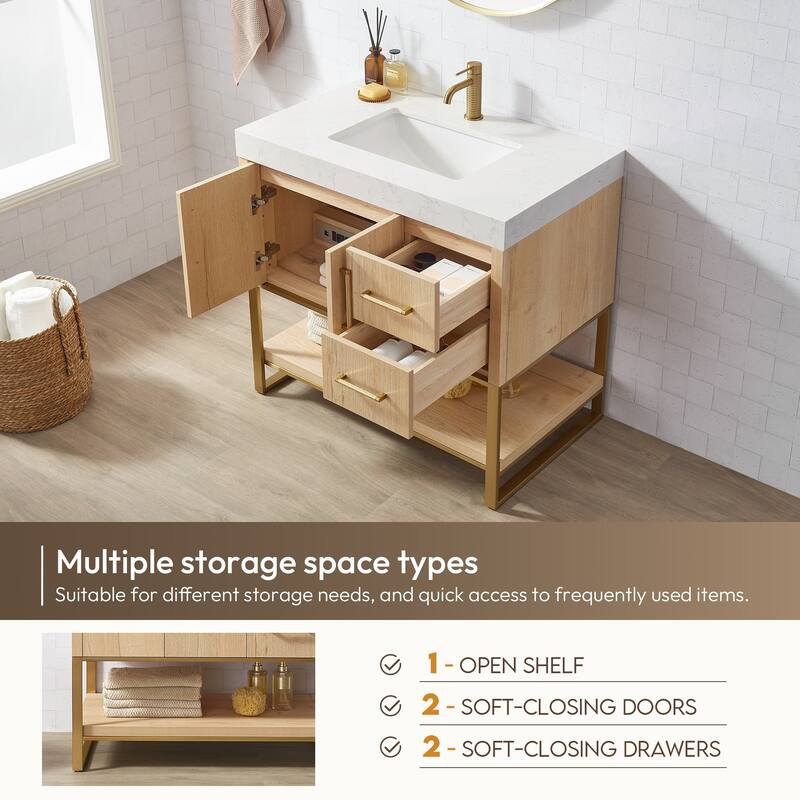 Kolkata Bathroom Vanity in Weathered Oak without Mirror