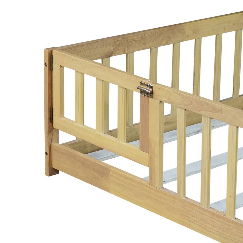 Floor Bed with Fence and Door,Perfect for Kids' Play,and Independence Promotion