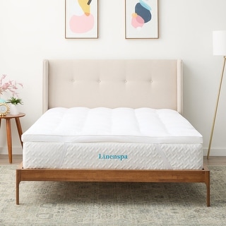 3 Inch Down Alternative Fiber Bed Mattress Topper by Linenspa Essentials - White