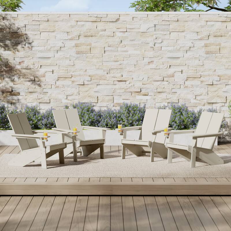 Coastin Modern Poly Adirondack Chair (Set of 4), Black