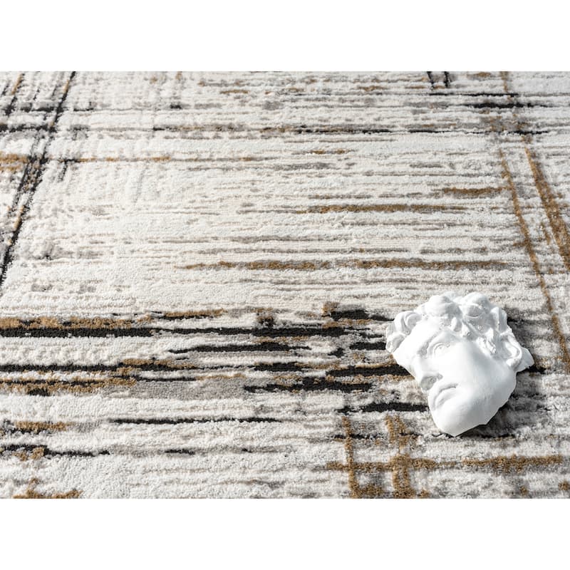 Olivia Collection Cream/Onyx Contemporary Abstract Area Rug