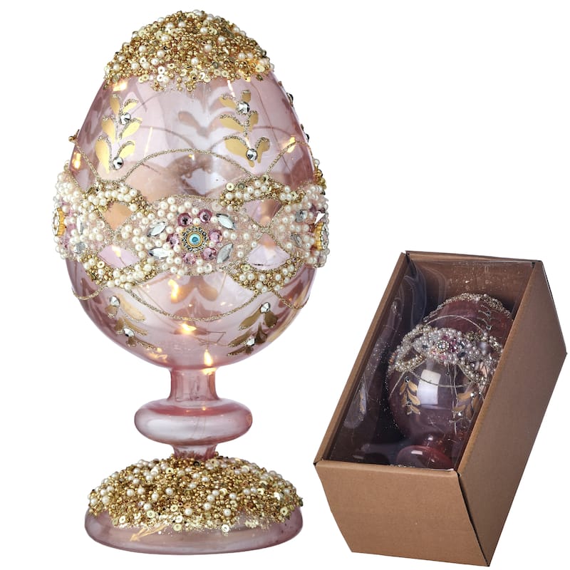 8"Glass LED Egg Pedestal With Jewel