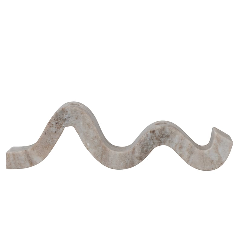 Marble Wave Double Taper Candle Holder - 14.5"L x 4.0"W x 2.0"H - Beige
