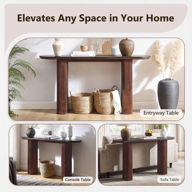 63" Modern Console Table, Entryway Table, Sofa Table with Fluted Bases