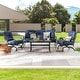 preview thumbnail 2 of 21, Patio Festival 4-Piece Outdoor Metal Sofa and Chair Set with Coffee Table