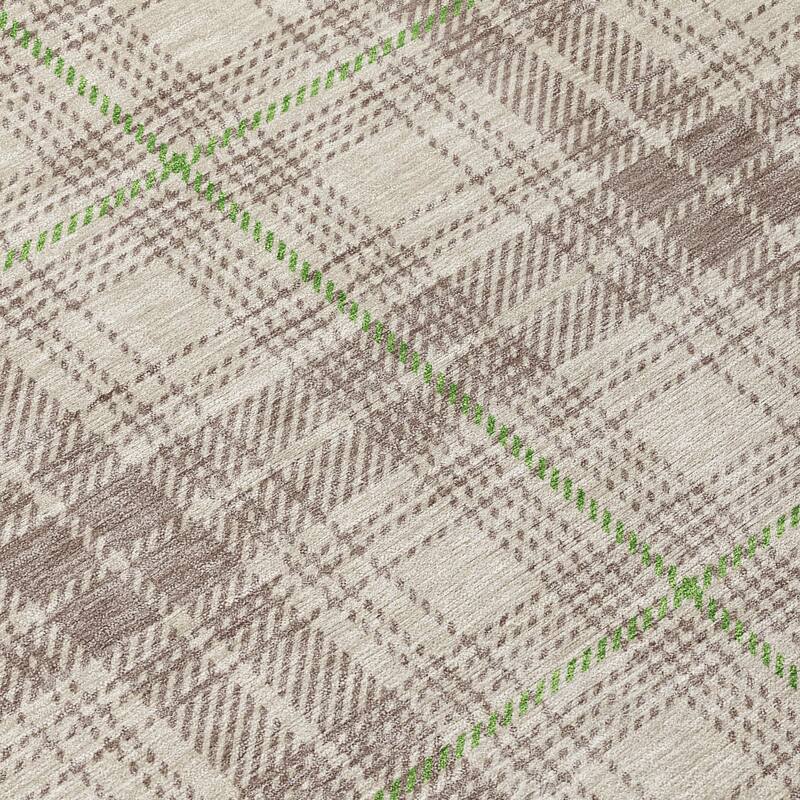 Machine Washable Indoor/ Outdoor Plaid Chantille Rug