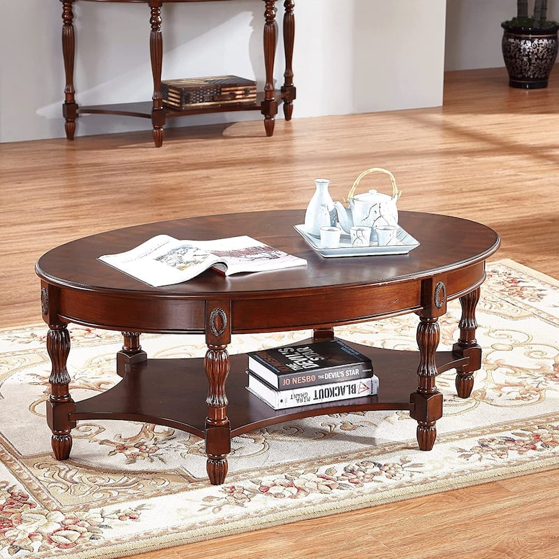 Solid Wood Coffee Table Console Table with Storage Drawer