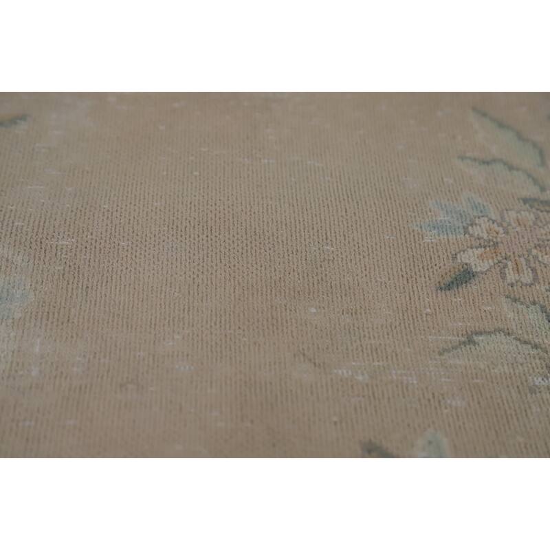 Hand Knotted Oriental 100% Wool Carpet Traditional Floral Beige & Ivories Kerman Area Rug - 14' 1'' X 10' 1''