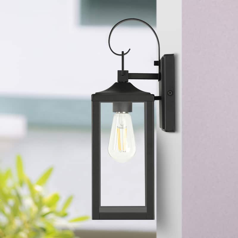 Castle 1-Light 15.81in. Outdoor Wall Light with Matte Black Finish and Clear glass shade