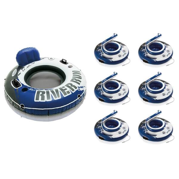 Intex Rive Run 1 Person Floating Tube Raft with Floating Cooler Holder ...