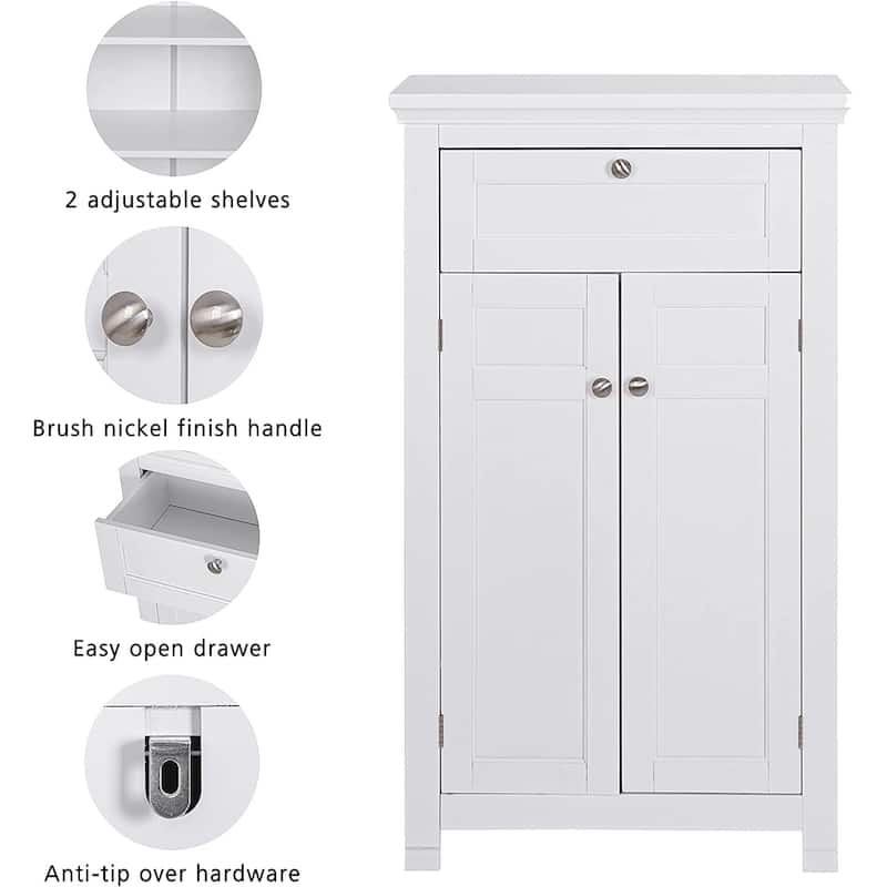 Spirich Home Freestanding Bathroom Cabinet with Doors Wooden Entryway Storage Cabinet,White