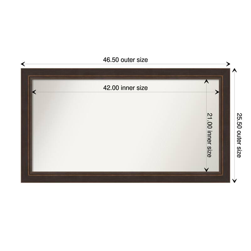 Lara Bronze Framed Non-Beveled Custom Wall Mirror, Bathroom Vanity Mirror - Outer Size: 46.5 x 25.5