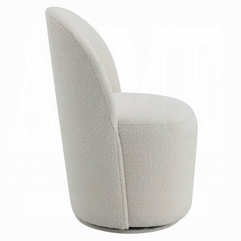 Accent Chair Set of 2, 360 Degree Swivel Rotation, Beige White Boucle