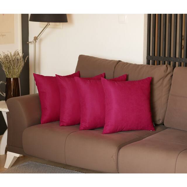 Decorative Square Solid Color Throw Pillow Cover (Set of 4) - Dark Pink-22x22