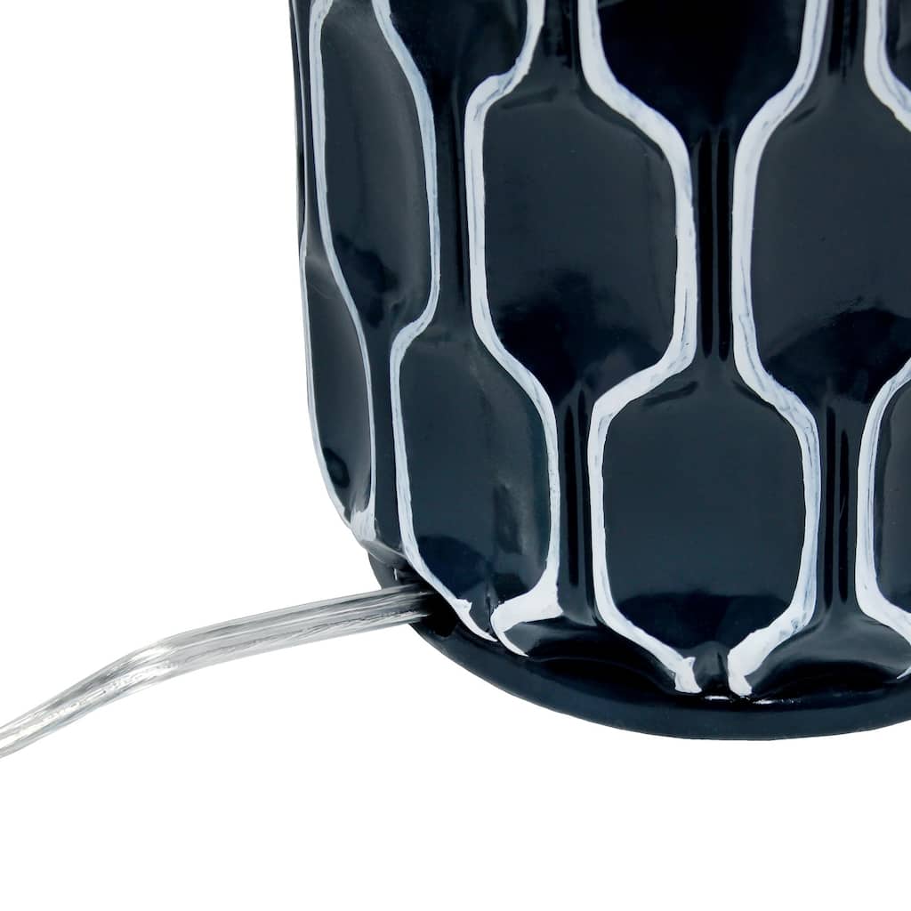 22 in. Blue Finish Table Lamp with White Shade, Sturdy Table Lamp for Living Rooms and Bedrooms