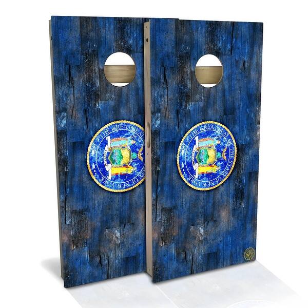 slide 2 of 9, New York Flag Color Outdoor Cornhole Board Set Backyard 2x4 - NO Accessories