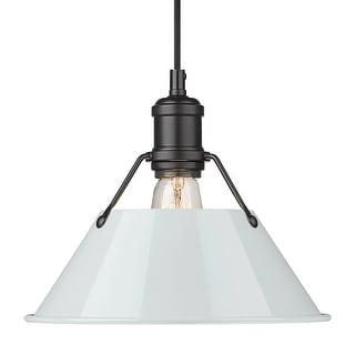 Yep by Golden Lighting Orwell 1-light 10in Pendant in Matte Black and Dusky Blue shade