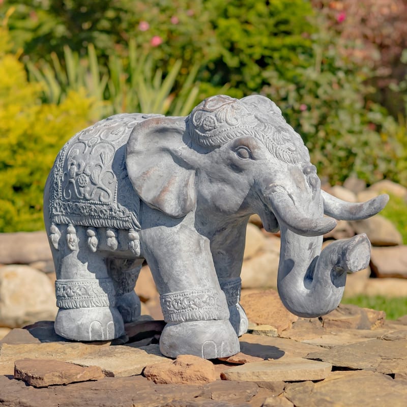 Boho Elephant Statue - 25.2"x10.6"x15.7"