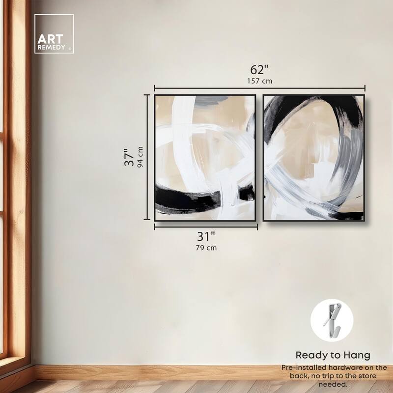 Neutral Interplay I Canvas Set of 2 by Art Remedy