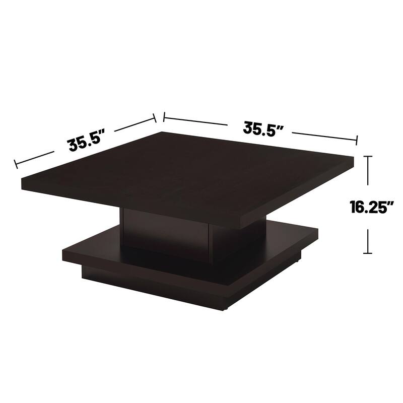 Square Wooden Coffee and End Table Set in Cappuccino