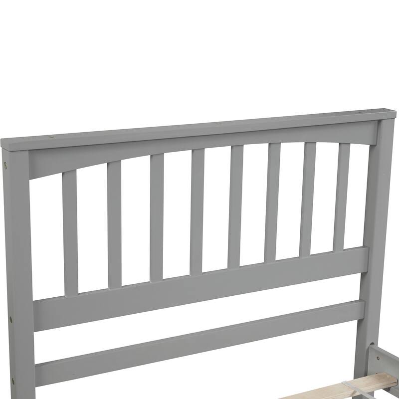 Twin Size Gray Wood Platform Bed with Headboard and Footboard