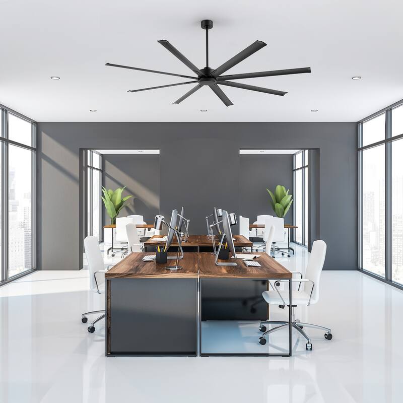 Large 72"/84"/96"/120" Black Ceiling Fan with Remote without Light-6/8 Aluminum Blades
