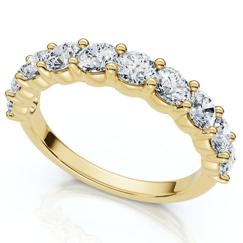 Bliss Diamond 1ct TW Half Eternity Round Diamond Wedding Band Gold or Platinum Lab Grown - 8.5 - Yellow