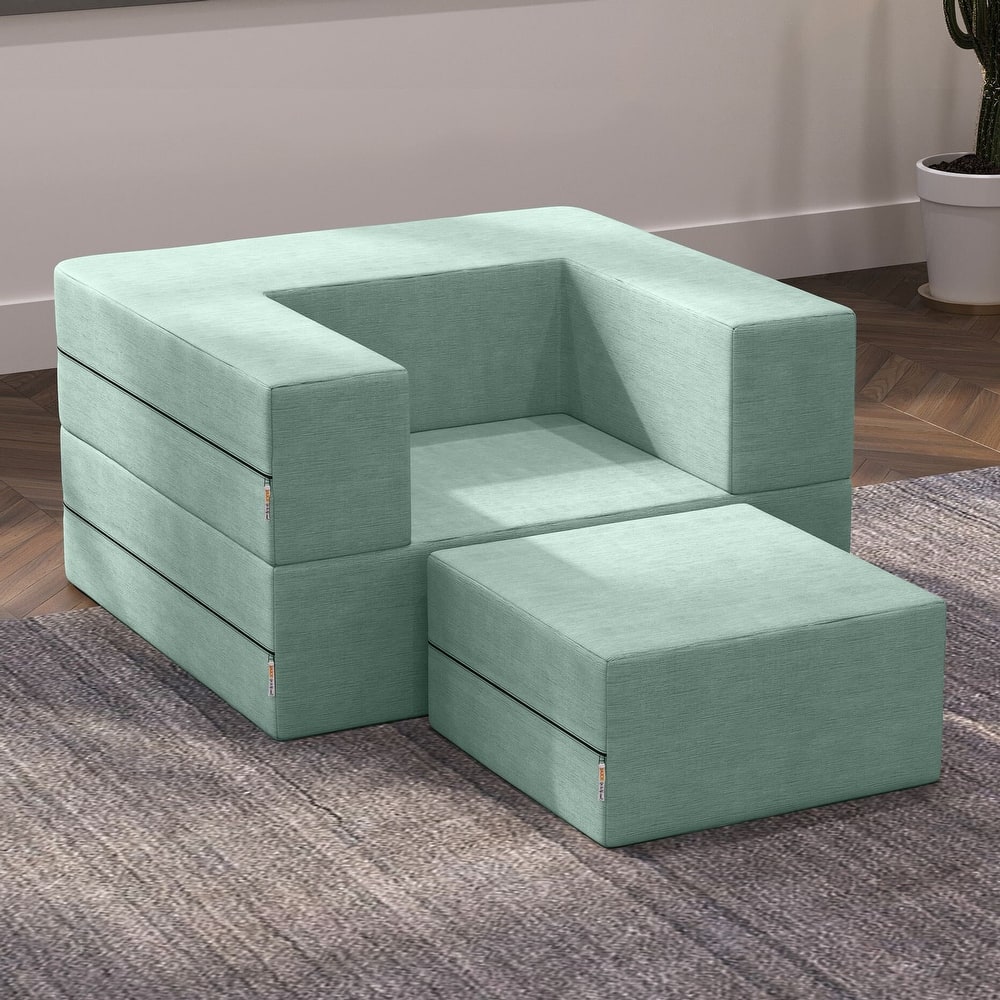 Jaxx Zipline Convertible Sleeper Chair, & Ottoman/ Twin-size Bed, Made in the USA