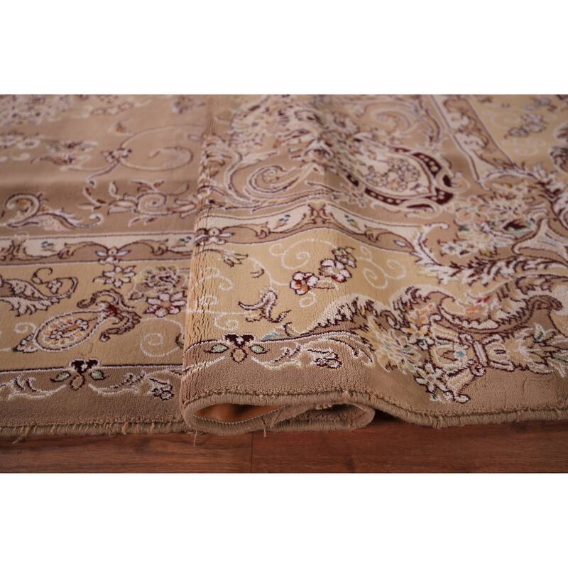 Victorian Style Kashan Turkish Area Rug Machine Made Brown Carpet - 8'0" x 11'5"