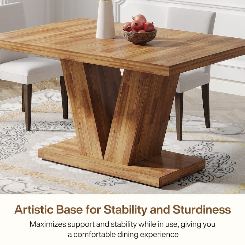47-Inch Farmhouse Wood Small Dining Table for 4 with Heavy Duty Pedestal - N/A