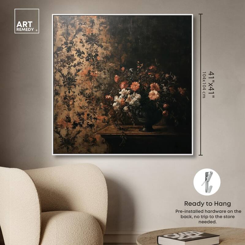 Dark Floral Elegance Canvas by Art Remedy