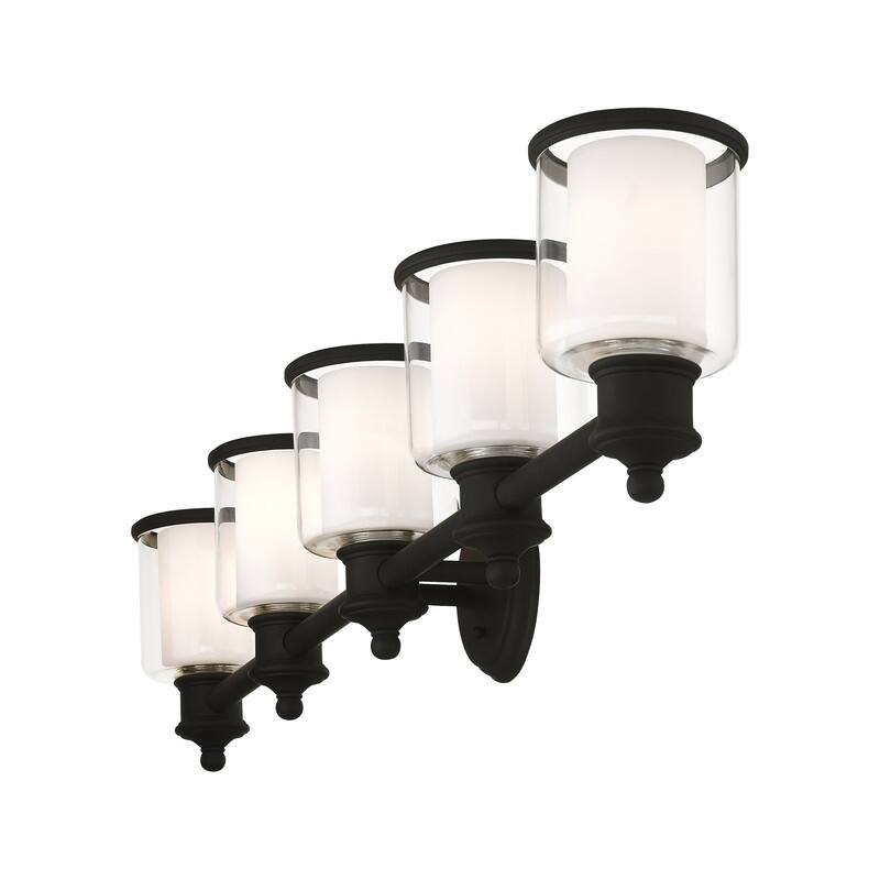 Livex Lighting 5 Light Black Bath Light, 40215-04 - 45.5" W x 9" H x 6.5" Ext.