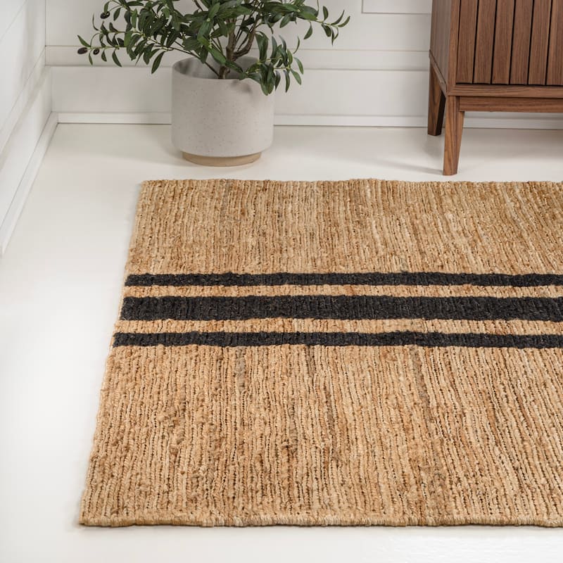 JONATHAN Y Zolak Rustic Beach House Wide Ticking Stripe Jute Rug