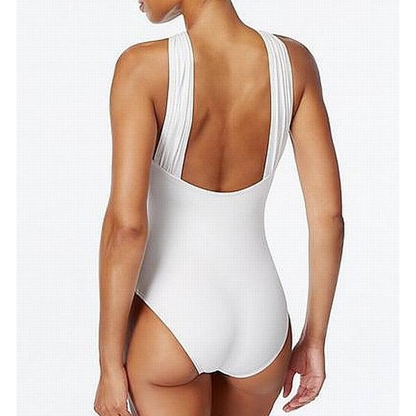 Shop Michael Kors White Womens Size 8 One Piece High Neck Swimwear