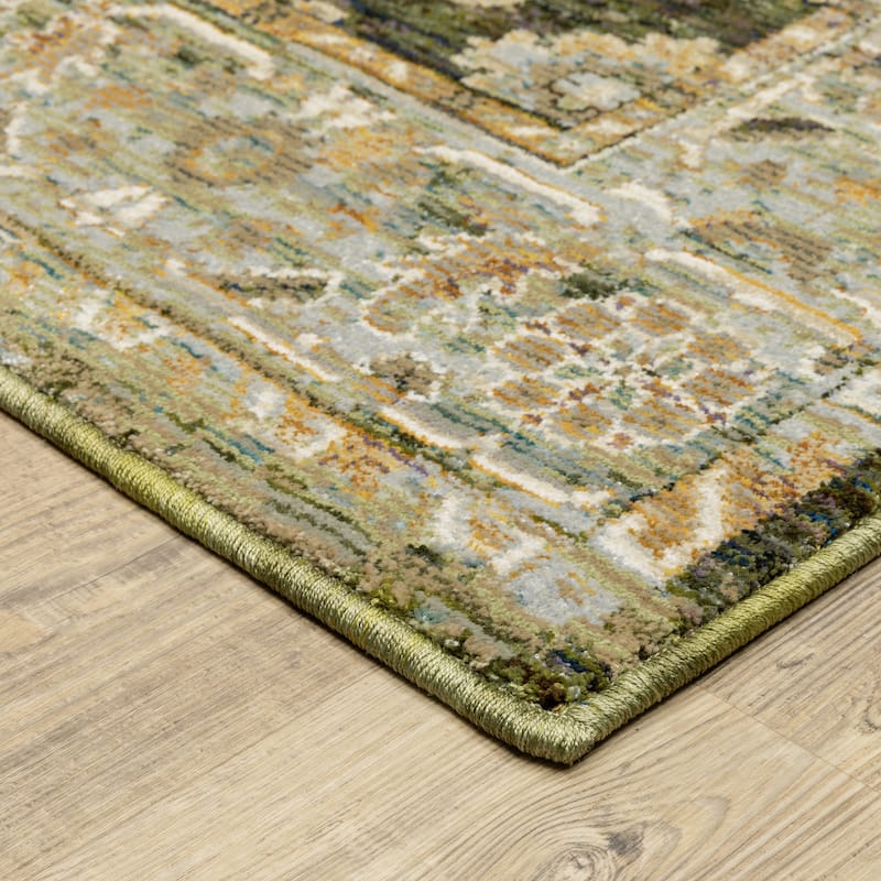 Style Haven Adalynn Bordered Traditional Green/ Gold Area Rug